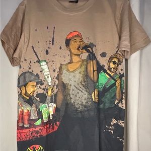 Casa Bacardi Y2K Tan All Over Graphic Print T-Shirt Rock Star Men’s Size XL NWOT